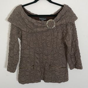 Brown Textured Women's Top